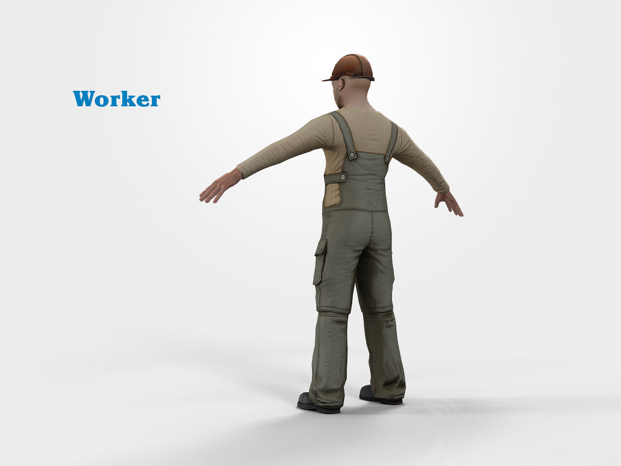 Worker character rigged Low-poly 3D model_8