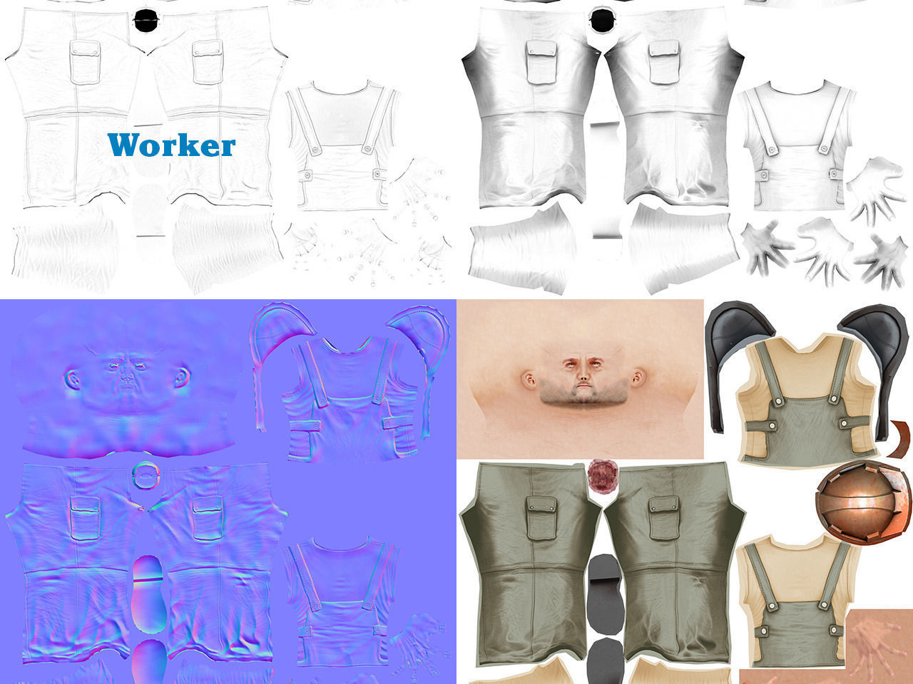 Worker character rigged Low-poly 3D model_13