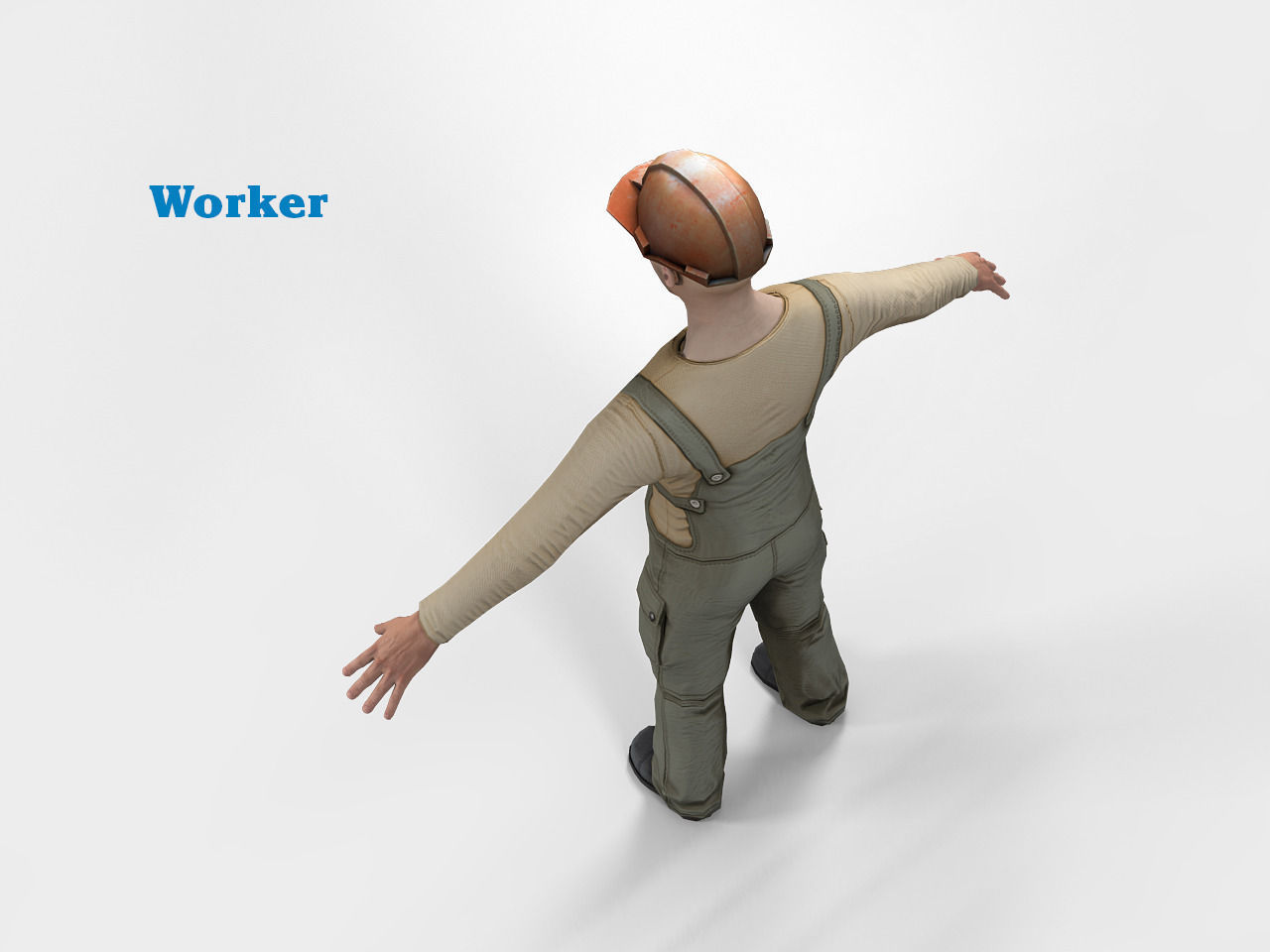 Worker character rigged Low-poly 3D model_7