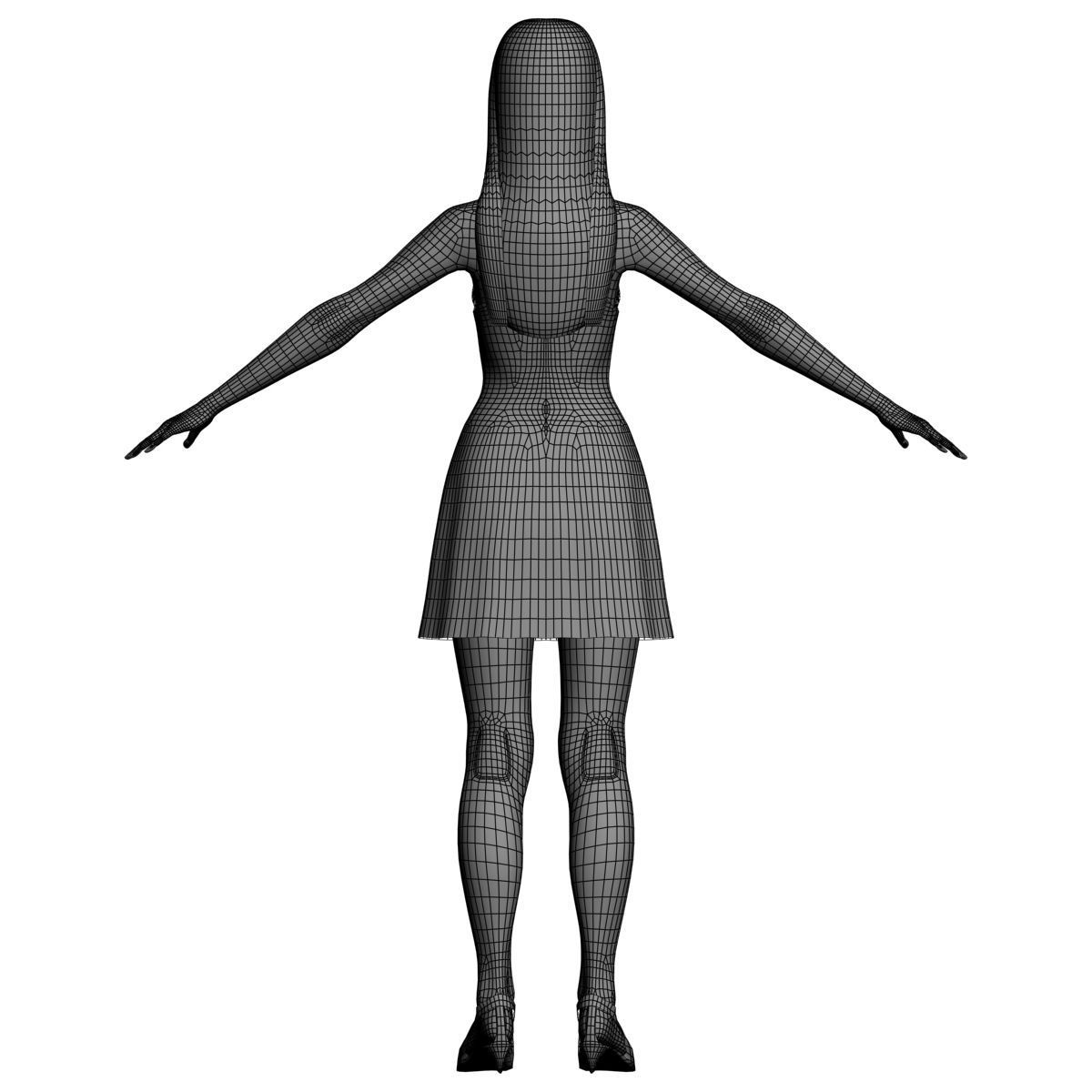 T pose rigged model of Akari in red dress  3D model_23