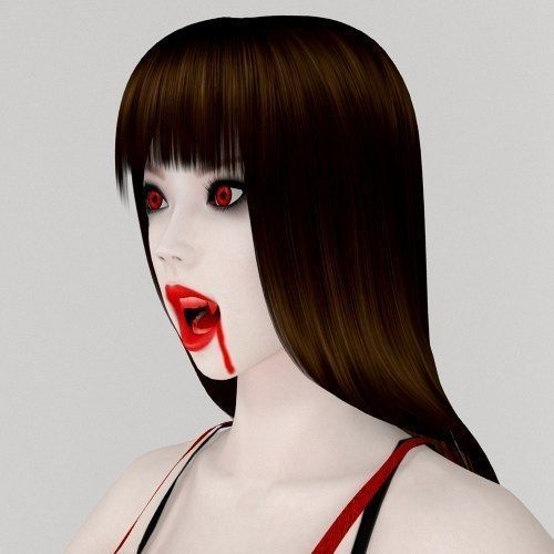 T pose rigged model of Akari in red dress  3D model_6