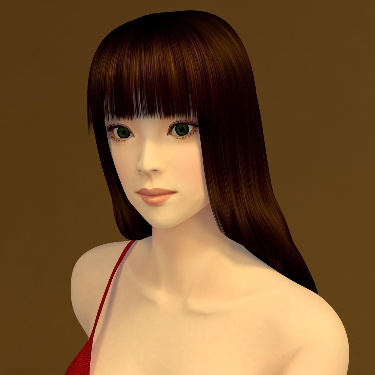 Akari dress pose 01 3D model_3