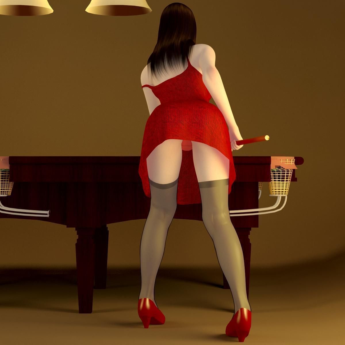 Akari dress pose 01 3D model_11