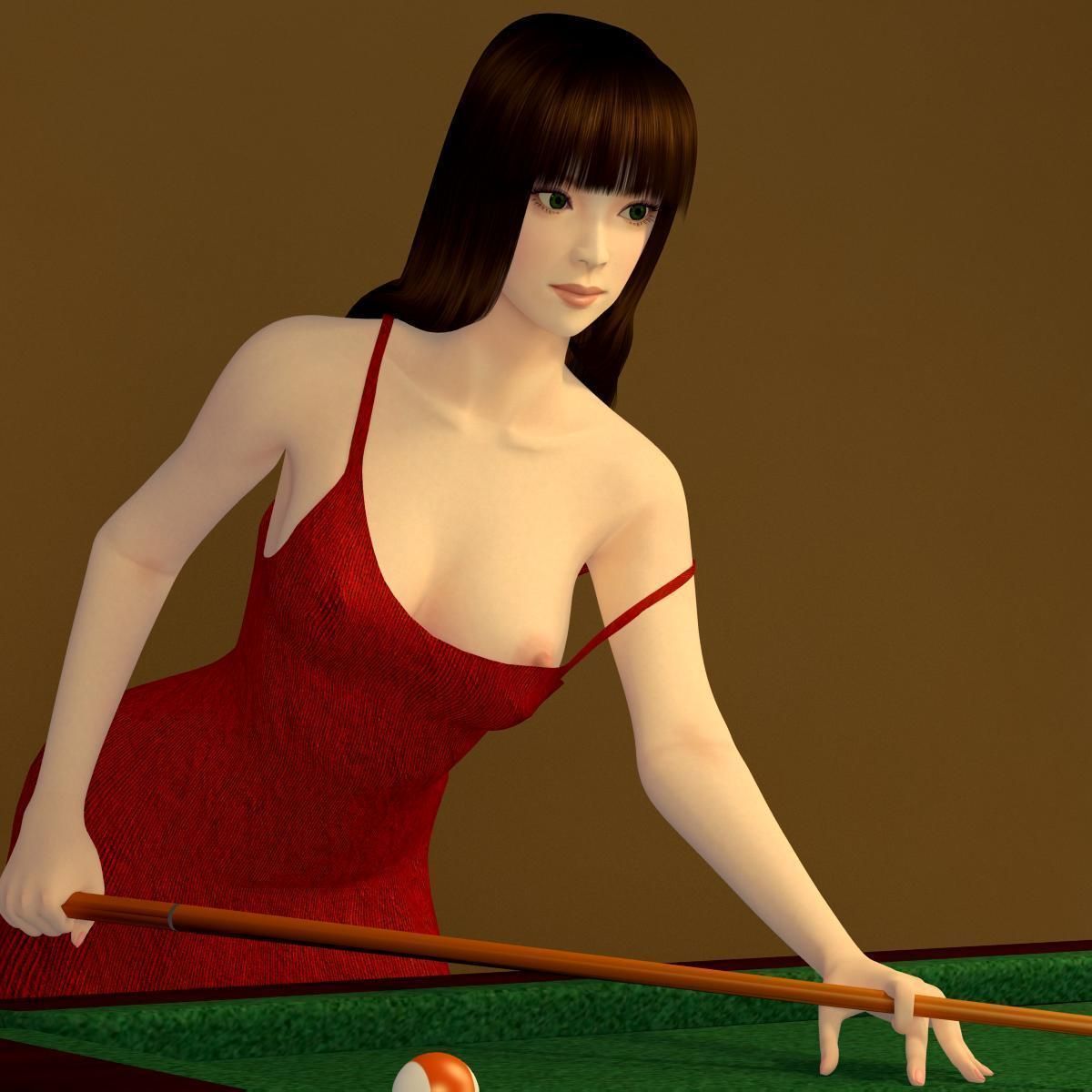 Akari dress pose 01 3D model_2