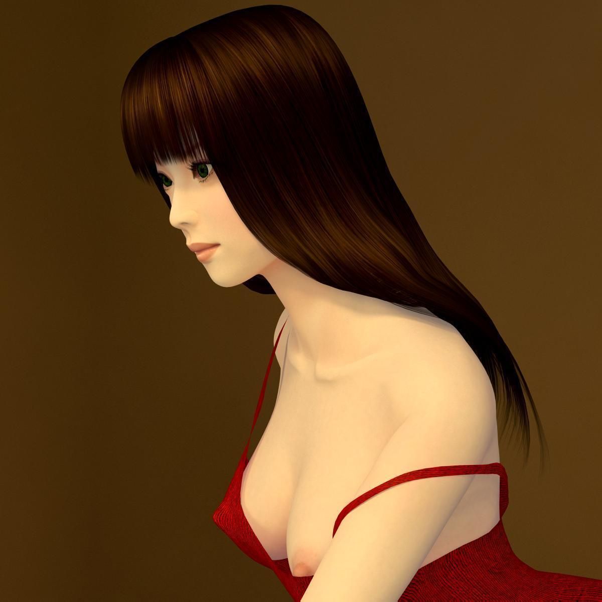 Akari dress pose 01 3D model_4