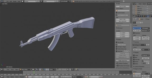 AK-47 with Bullets and Two Cartridges Low-poly 3D model_16