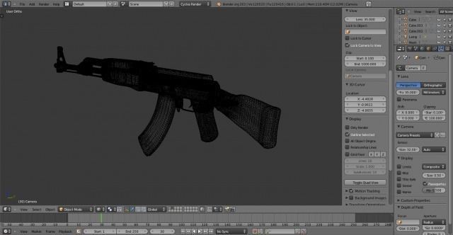 AK-47 with Bullets and Two Cartridges Low-poly 3D model_20
