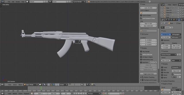 AK-47 with Bullets and Two Cartridges Low-poly 3D model_13