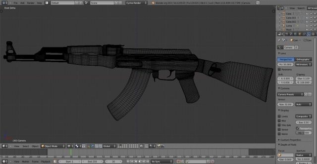 AK-47 with Bullets and Two Cartridges Low-poly 3D model_18