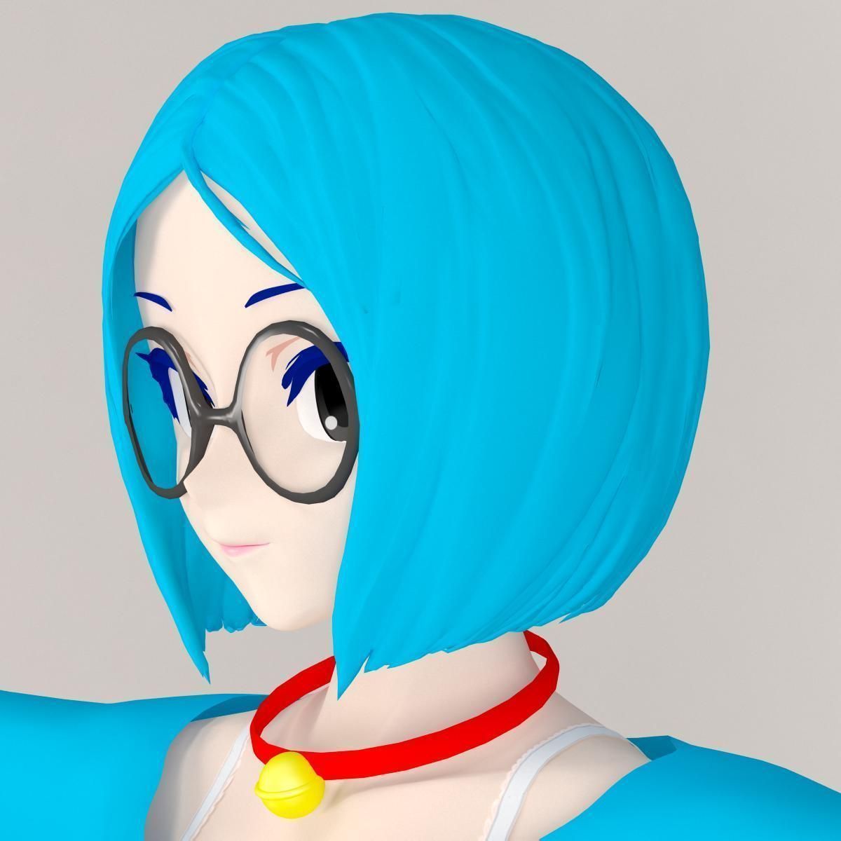 T pose nonrigged model of Doraemon toon girl 3D model_5