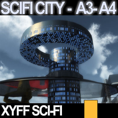 Sci Fi City Futuristic Architecture A3 A4 3D model_2