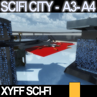 Sci Fi City Futuristic Architecture A3 A4 3D model_4