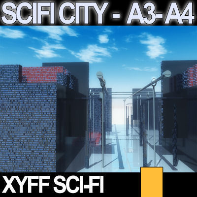 Sci Fi City Futuristic Architecture A3 A4 3D model_9