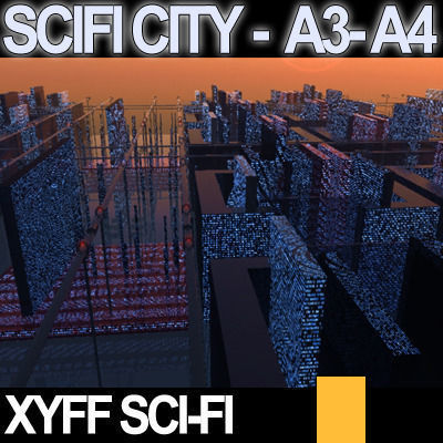 Sci Fi City Futuristic Architecture A3 A4 3D model_18