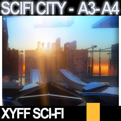 Sci Fi City Futuristic Architecture A3 A4 3D model_16