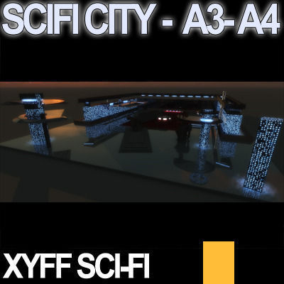 Sci Fi City Futuristic Architecture A3 A4 3D model_13