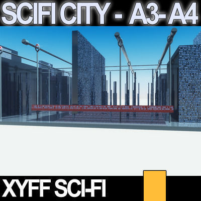 Sci Fi City Futuristic Architecture A3 A4 3D model_8