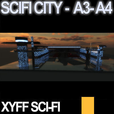 Sci Fi City Futuristic Architecture A3 A4 3D model_12