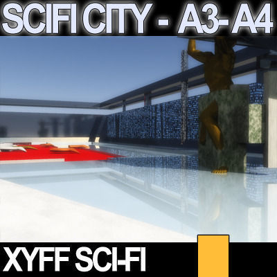Sci Fi City Futuristic Architecture A3 A4 3D model_17