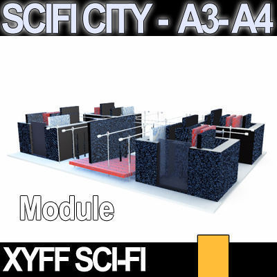 Sci Fi City Futuristic Architecture A3 A4 3D model_3