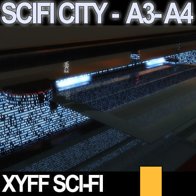 Sci Fi City Futuristic Architecture A3 A4 3D model_11