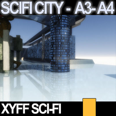 Sci Fi City Futuristic Architecture A3 A4 3D model_6