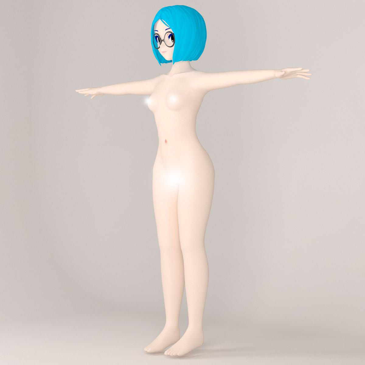 T pose rigged model of Doraemon toon girl 3D model_4
