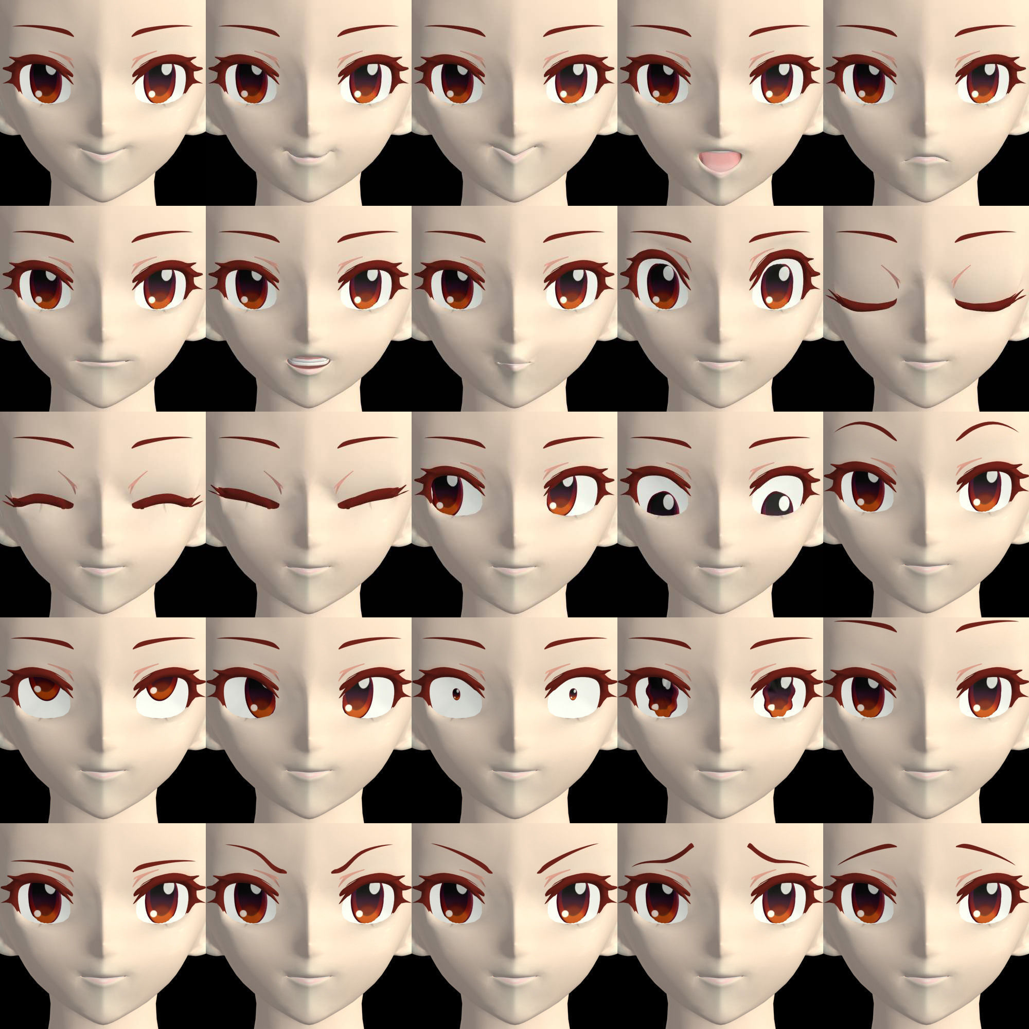 T pose rigged model of Doraemon toon girl 3D model_7