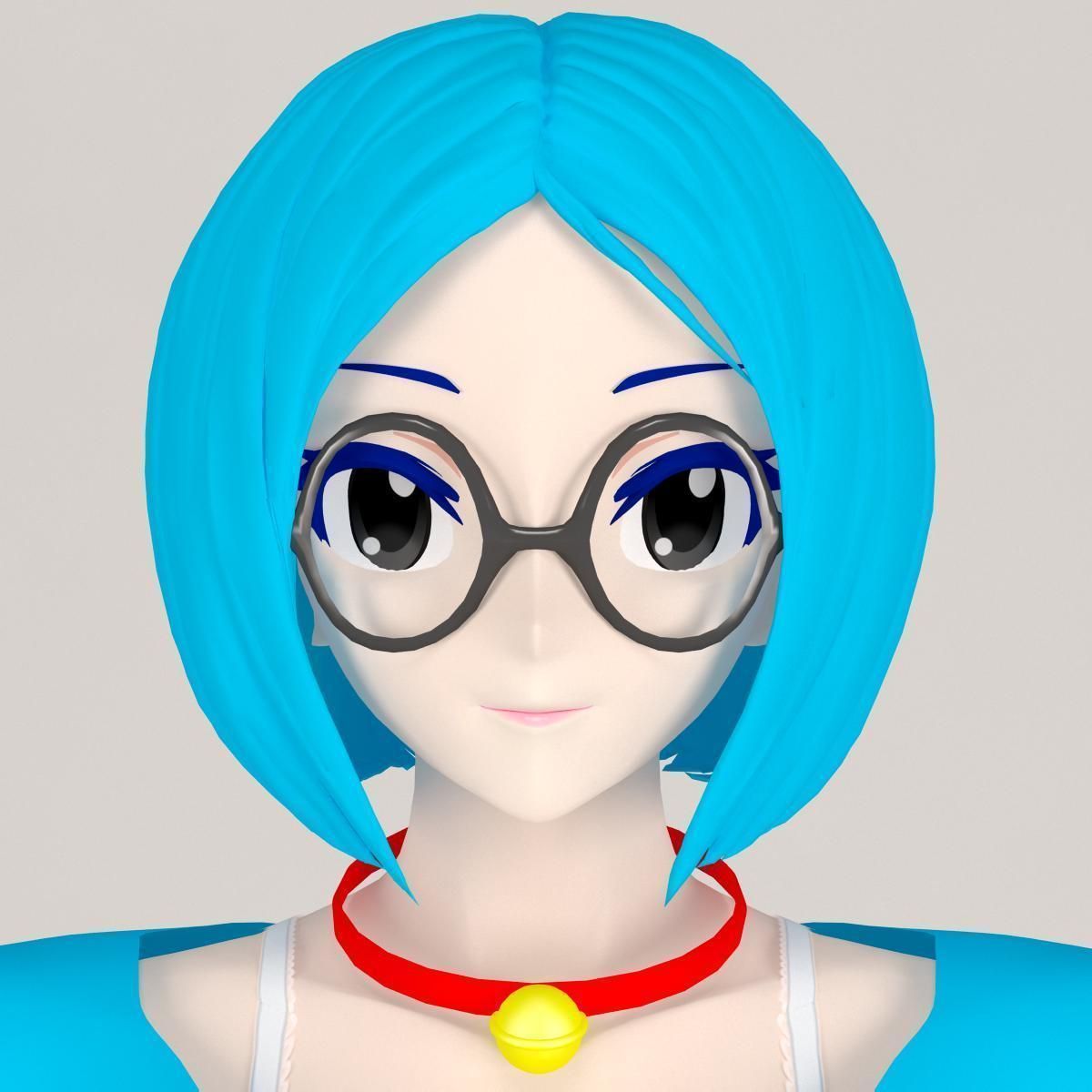 T pose rigged model of Doraemon toon girl 3D model_5
