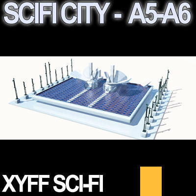 Sci Fi City Futuristic Architecture A5 A6 3D model_3