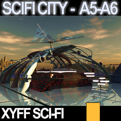 Sci Fi City Futuristic Architecture A5 A6 3D model_2