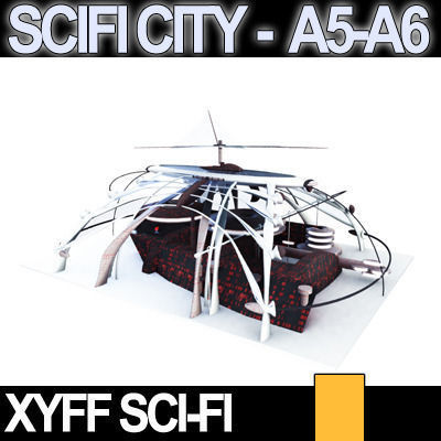 Sci Fi City Futuristic Architecture A5 A6 3D model_6