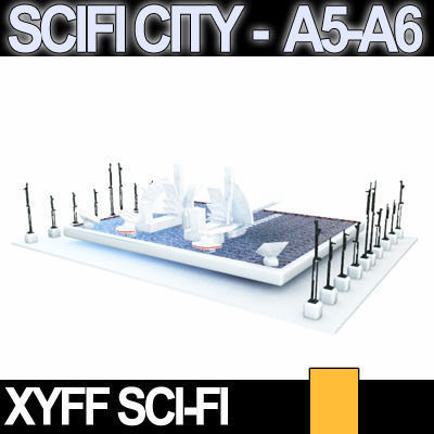 Sci Fi City Futuristic Architecture A5 A6 3D model_5