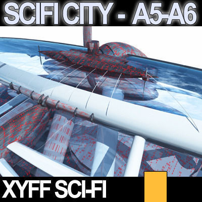 Sci Fi City Futuristic Architecture A5 A6 3D model_4