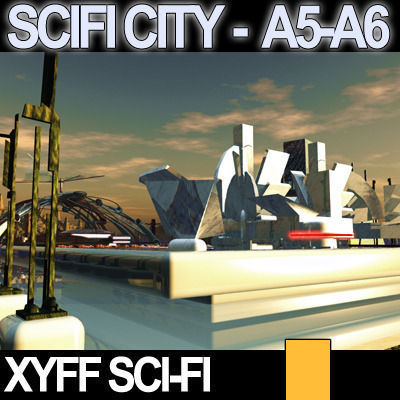 Sci Fi City Futuristic Architecture A5 A6 3D model_1