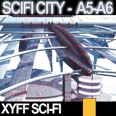 Sci Fi City Futuristic Architecture A5 A6 3D model_10