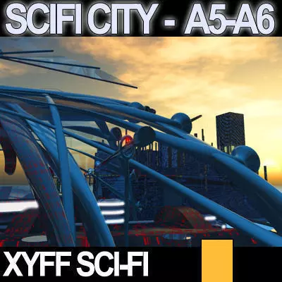 Sci Fi City Futuristic Architecture A5 A6 3D model_0