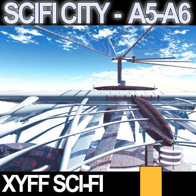 Sci Fi City Futuristic Architecture A5 A6 3D model_9