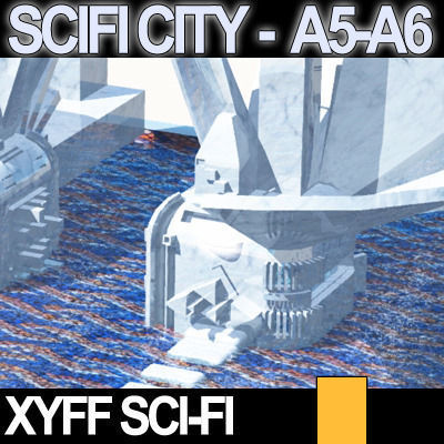 Sci Fi City Futuristic Architecture A5 A6 3D model_13