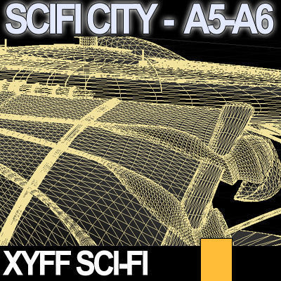 Sci Fi City Futuristic Architecture A5 A6 3D model_14