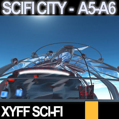 Sci Fi City Futuristic Architecture A5 A6 3D model_7