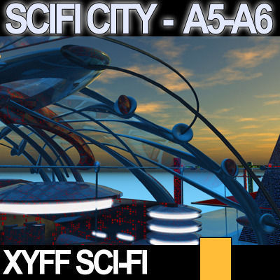 Sci Fi City Futuristic Architecture A5 A6 3D model_11