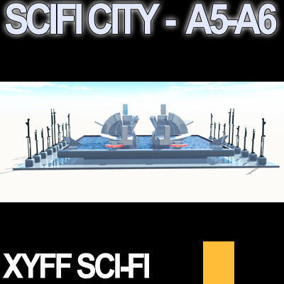 Sci Fi City Futuristic Architecture A5 A6 3D model_8