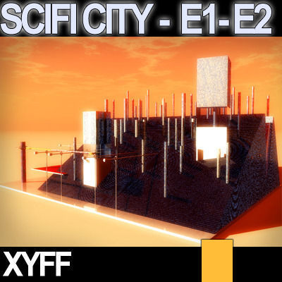 Sci Fi City Futuristic Architecture E1 E2 3D model_3