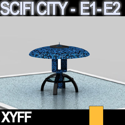 Sci Fi City Futuristic Architecture E1 E2 3D model_1