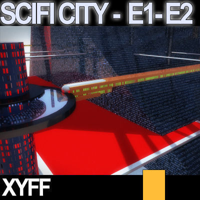 Sci Fi City Futuristic Architecture E1 E2 3D model_10