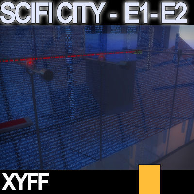 Sci Fi City Futuristic Architecture E1 E2 3D model_5
