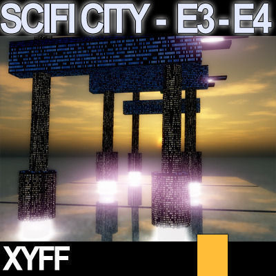 Sci Fi City Futuristic Architecture E3 E4 3D model_11