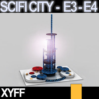 Sci Fi City Futuristic Architecture E3 E4 3D model_13