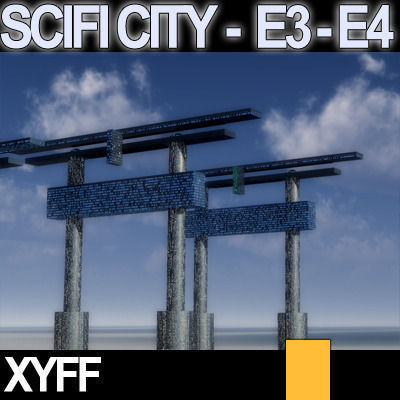 Sci Fi City Futuristic Architecture E3 E4 3D model_2